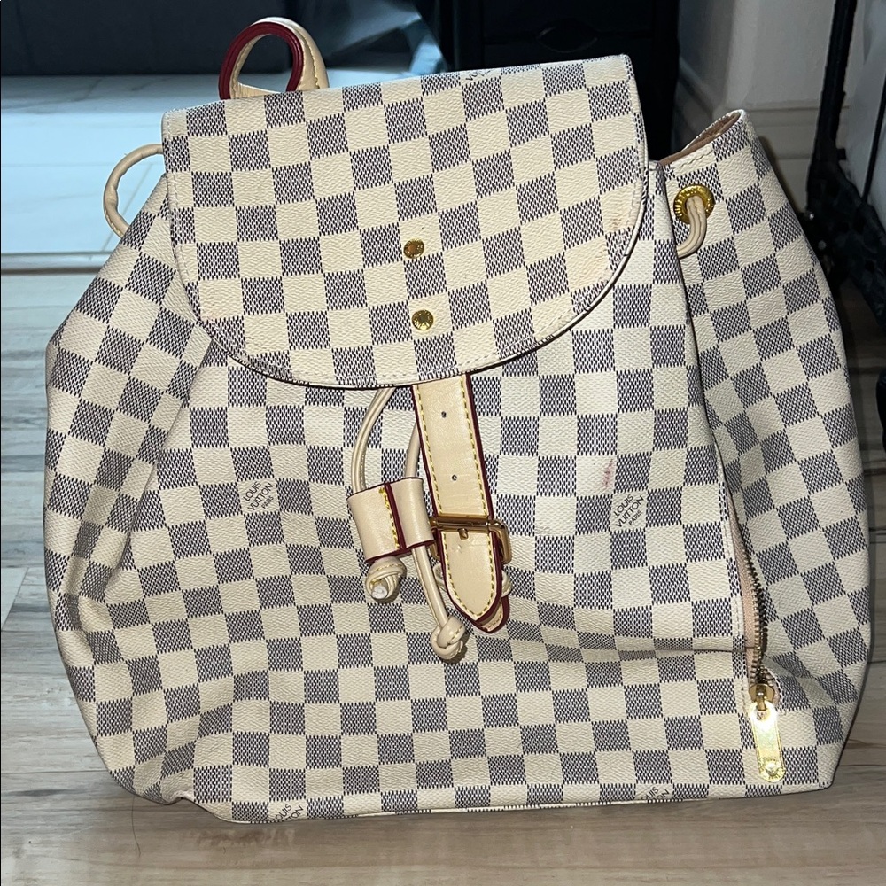 Louis Vuitton Cream and Gray Checkered Backpack